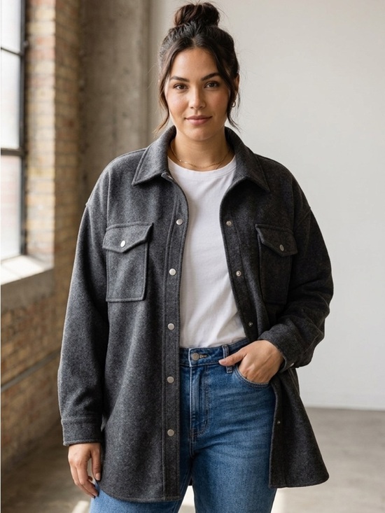 Thread & Supply Jackets & Blazers - Thread & Supply | Charcoal Gray Thick Shirt Jacket with Pockets | Sz XL